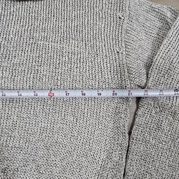 Marled Womens Light Gray Metallic Sweater Size L Shimmery Knit Collared Pullover - Picture 12 of 12